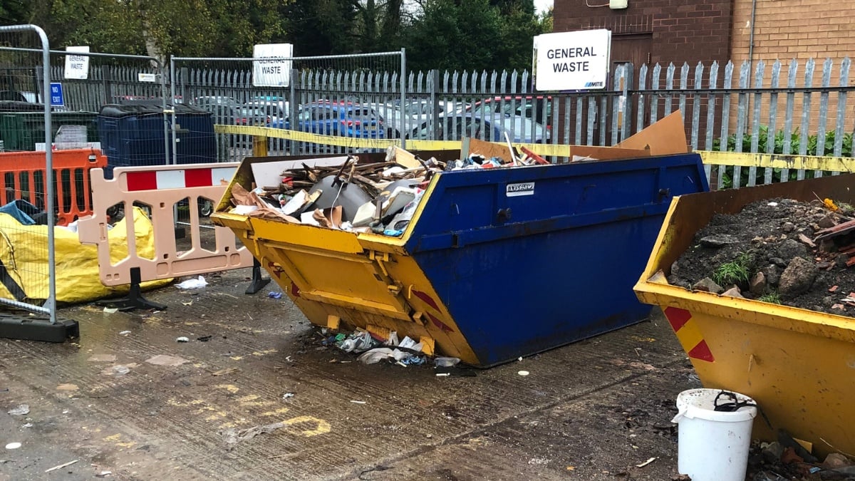 8 Yard General Waste Skip on construction site